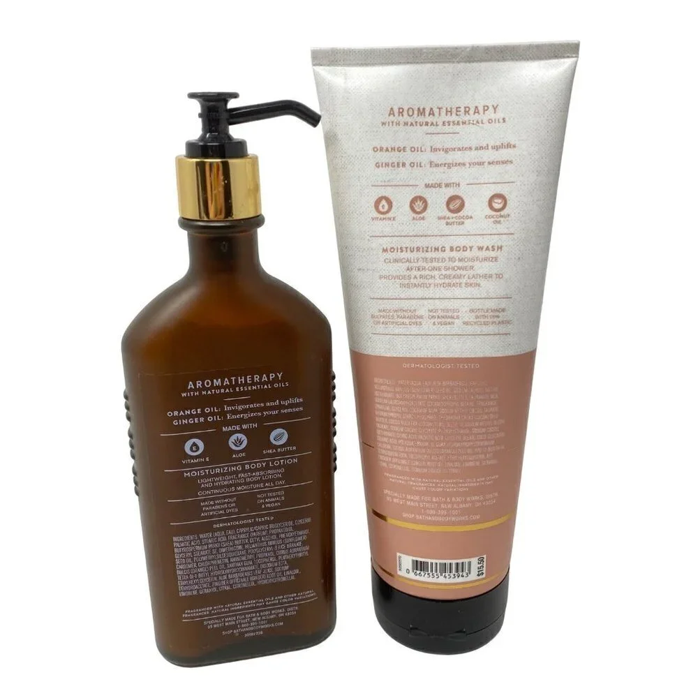 Aromatherapy Orange Ginger Moisturizing Body Lotion and Body Wash Gift Set